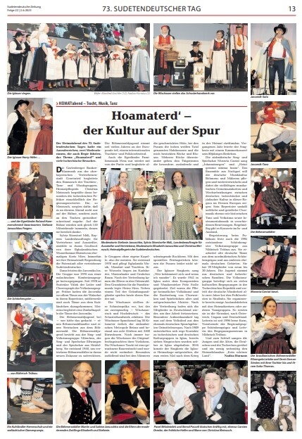 Bild: Heimatabend - Bericht Sudetendeutsche Zeitung