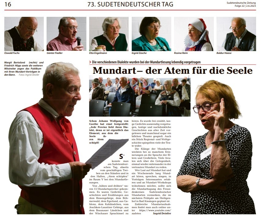 Bild: Mundartlesungen - Bericht Sudetendeutsche Zeitung