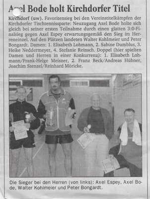 Foto des Albums: Tischtennis Berichte 2000er (01. 01. 2000)