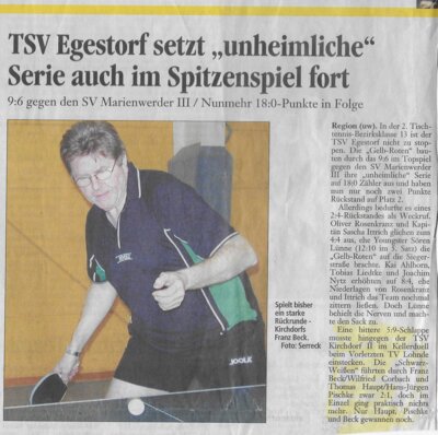 Foto des Albums: Tischtennis Berichte 2000er (01. 01. 2000)