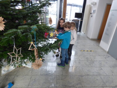 Foto des Albums: Kinder schmücken Weihnachtsbaum im Rathaus