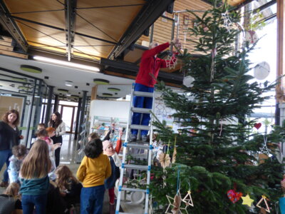 Foto des Albums: Kinder schmücken Weihnachtsbaum im Rathaus