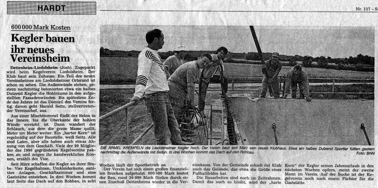 Bild: Pressebericht der BNN vom 11. Juli 1998