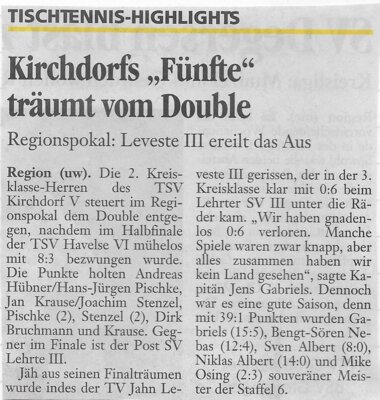 Foto des Albums: Tischtennis Berichte 2010er (01. 01. 2010)