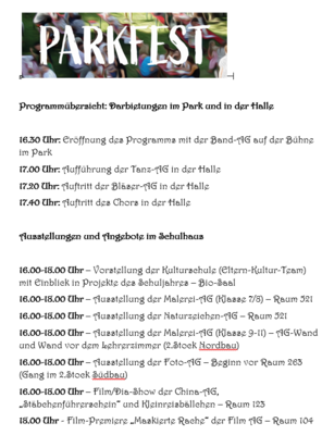 Foto des Albums: Parkfest-Programm
