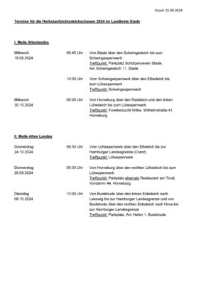 Foto des Albums: Termine für die Herbstaufsichtsdeichschauen 2024 im Landkreis Stade
