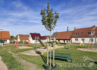 Auf dem Spielplatz in der Stra&szlig;burger Stra&szlig;e von Pritzwalk wurden B&auml;ume gepflanzt.  (Bild vergr&ouml;&szlig;ern)