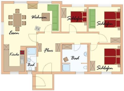 Grundriss Ferienwohnung Rose  (Bild vergr&ouml;&szlig;ern)