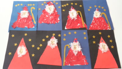 Wir haben den Nikolaus gebastelt.  (Bild vergr&ouml;&szlig;ern)