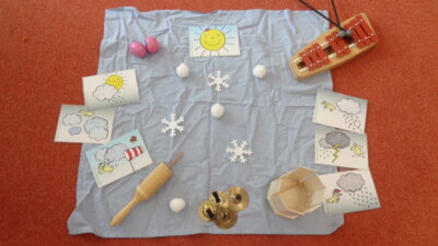 Klanggeschichte von der Schneeflocke und der Sonne.  (Bild vergr&ouml;&szlig;ern)