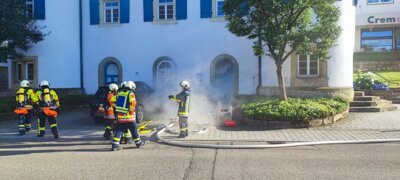 Foto des Albums: Brand im Obersontheimer Rathaus –Personen mussten über Drehleiter gerettet werden