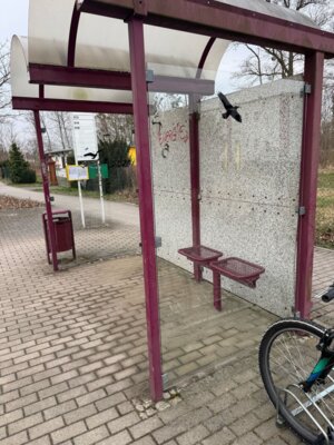 Vorschaubild: Aufkleberaufgabe erfüllt - die Bushaltestelle sieht super aus.