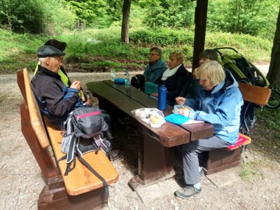 Rast an der renovierten Sitzgruppe am Stern  (Bild vergr&ouml;&szlig;ern)