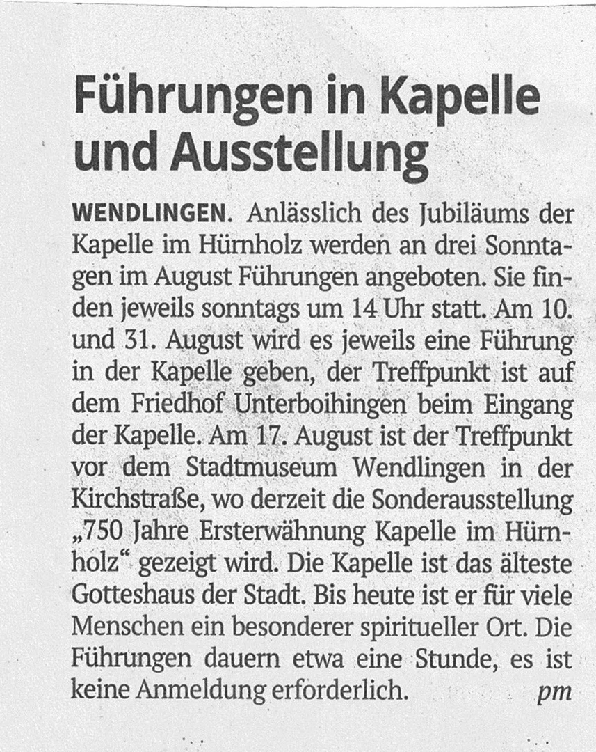 Bild: Wendlinger Zeitung 31.07.2025