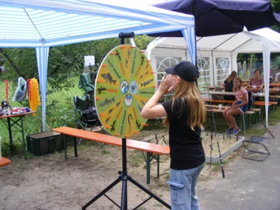 beim drehen des Gl&uuml;cksrades war nicht nur Gl&uuml;ck, sondern auch Wissen gefragt 