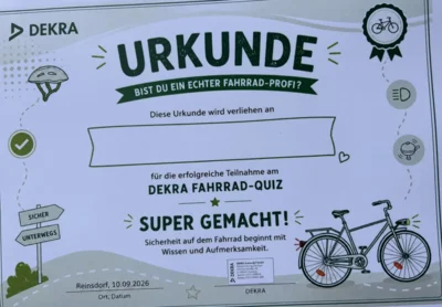 Bild: Urkunde Teilnahme Tag der Vekehrssicherheit