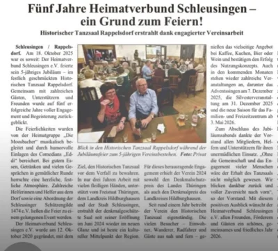 Feier zum 5-j&auml;hrigen Bestehen unseres Vereins Heimatverbund Schleusingen e.V.  (Bild vergr&ouml;&szlig;ern)