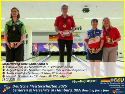 Foto des Albums: Fotoalbum 3 von den Deutschen Meisterschaften 2025 der Seniorinnen, Senioren & Versehrte in Hamburg, Gilde Bowling forty four