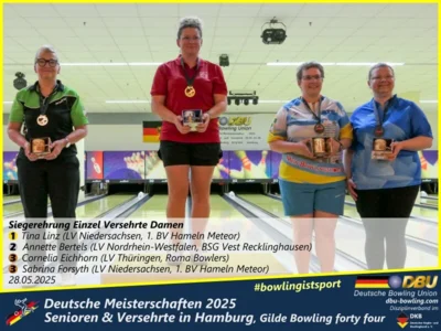 Foto des Albums: Fotoalbum 3 von den Deutschen Meisterschaften 2025 der Seniorinnen, Senioren & Versehrte in Hamburg, Gilde Bowling forty four