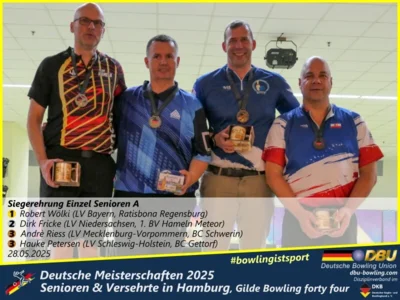 Foto des Albums: Fotoalbum 3 von den Deutschen Meisterschaften 2025 der Seniorinnen, Senioren & Versehrte in Hamburg, Gilde Bowling forty four