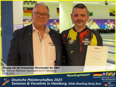Foto des Albums: Fotoalbum 7 von den Deutschen Meisterschaften 2025 der Seniorinnen, Senioren & Versehrte in Hamburg, Gilde Bowling forty four