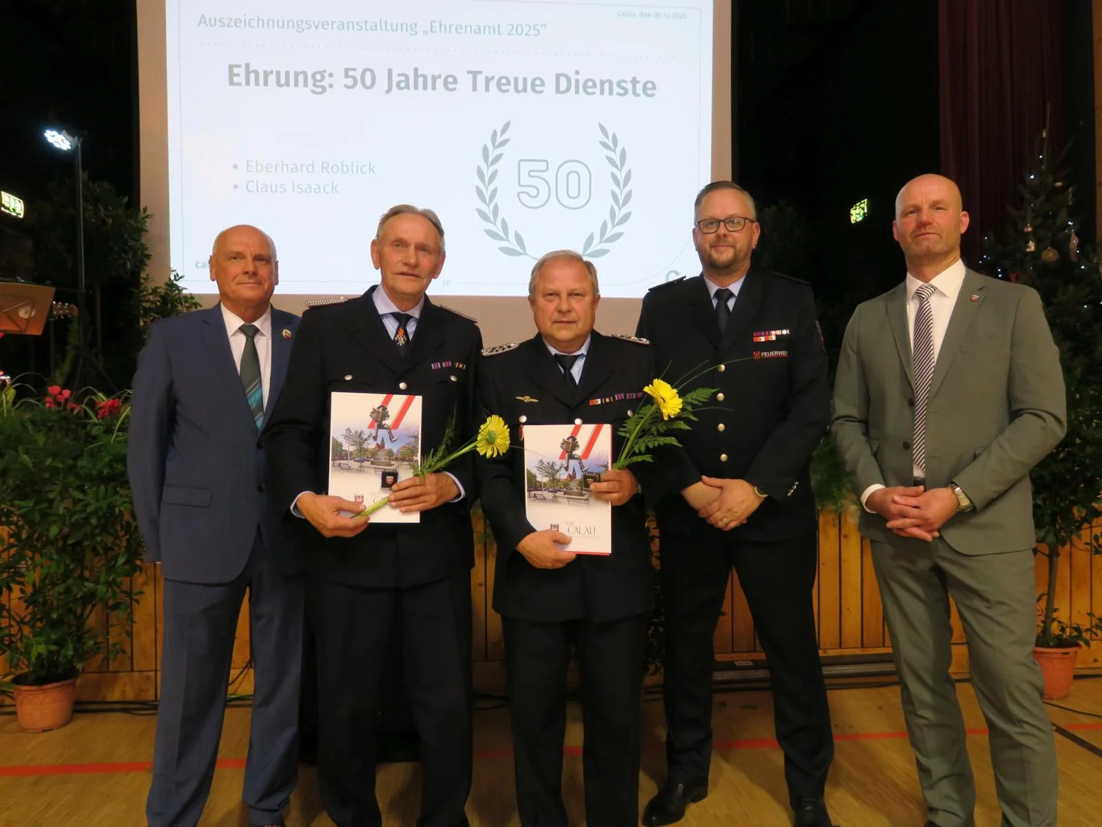 Bild: Ehrung 50 Jahre Treue Dienste. Foto: Stadt Calau / Jan Hornhauer