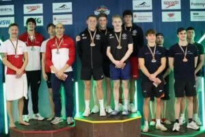 Bild: Hessisches Dreifach-Podium über 4×50 m Langen männlich, Foto: S. Sonnenschein
