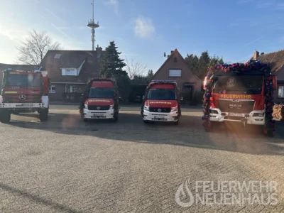 Links TLF Georgsdorf, MTF Veldhausen, MTF Lage und unser TLF. 