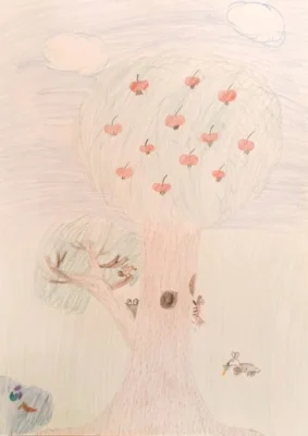 Foto des Albums: Grundschulkinder malen Apfelbilder