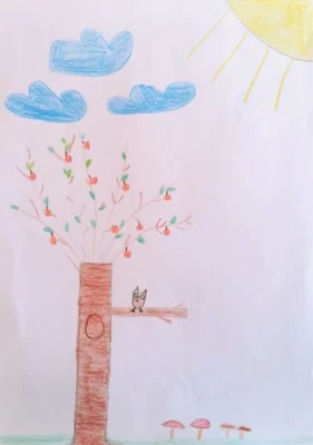 Foto des Albums: Grundschulkinder malen Apfelbilder