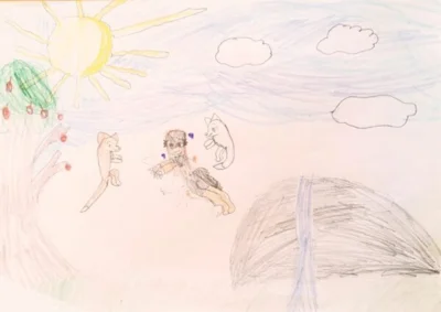 Foto des Albums: Grundschulkinder malen Apfelbilder