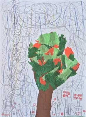 Foto des Albums: Grundschulkinder malen Apfelbilder