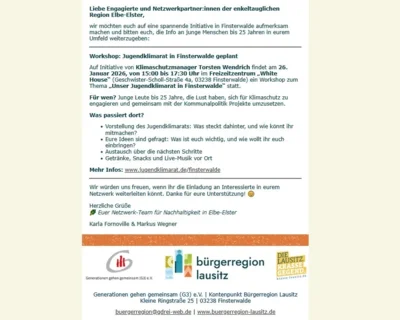 Workshop: Jugendklimarat in Finsterwalde geplant  (Bild vergr&ouml;&szlig;ern)
