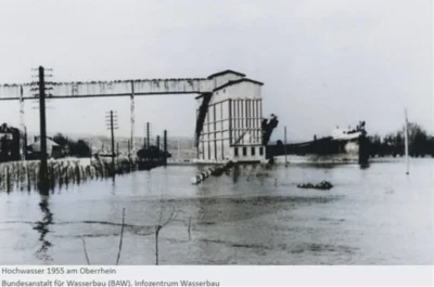 Vorschaubild: -	1955 Silo von Oppenheim im Hochwasser -  Quelle: Digitales Archiv der Bundesanstalt für Wasserbau