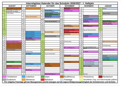 Foto des Albums: Interreligiöser Kalender 2026/27