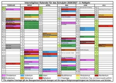 Foto des Albums: Interreligiöser Kalender 2026/27