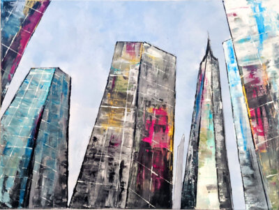 Skyline gro&szlig; (2022, gespachelt, Acryl auf Leinwand, 50x70cm)  (Bild vergr&ouml;&szlig;ern)
