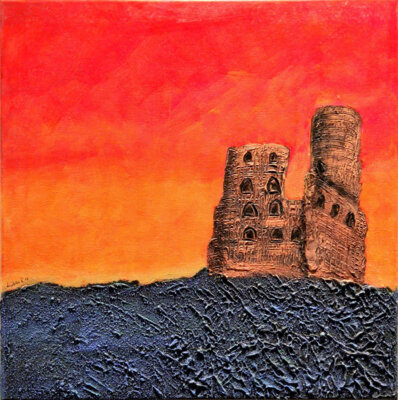 Strahlenburg (2016, gespachelt, Acryl auf Leinwand, 50x50cm)  (Bild vergr&ouml;&szlig;ern)