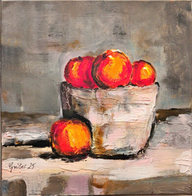 Obstschale (2025, Acryl auf Leinwand, 30x30cm)  (Bild vergr&ouml;&szlig;ern)