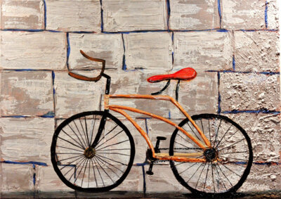 Fahrrad (2017, gespachelt, Acryl auf Leinwand, 50x70cm)  (Bild vergr&ouml;&szlig;ern)