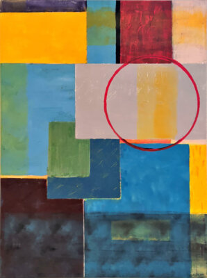 Roter Kreis (2016, Acryl auf Leinwand, 60x80cm)  (Bild vergr&ouml;&szlig;ern)