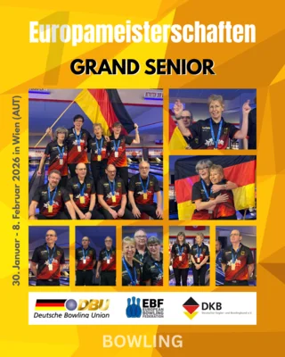 Mit dreimal Gold, f&uuml;nfmal Silber und dreimal Bronze avancierte das deutsche Team bei der Bowling-EM der Senior:innen in Wien zur erfolgreichsten Nation. Foto: DBU 