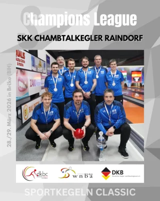 Der SKK Chambtalkegler Raindorf sicherte sich als Titelverteidiger dieses Mal Silber in der Champions League der M&auml;nner 2026. Foto: ninepinbowlingclassic 