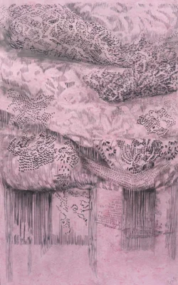 Sabine Ostermann -  Dentelles, Linolschnittrelief, 2025, 49 x 31 cm  (Bild vergr&ouml;&szlig;ern)
