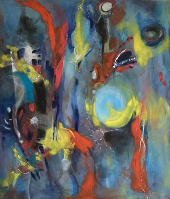 Uta Munzinger Wasserwesen 125 x 150 cm Gouache  (Bild vergr&ouml;&szlig;ern)
