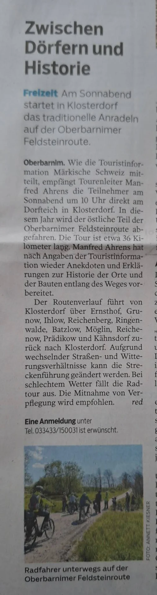 Bild: Vorankündigung in der Presse