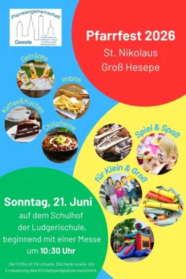 Pfarrfest Hesepe, 21.06.2026 - Einladung  (Bild vergr&ouml;&szlig;ern)