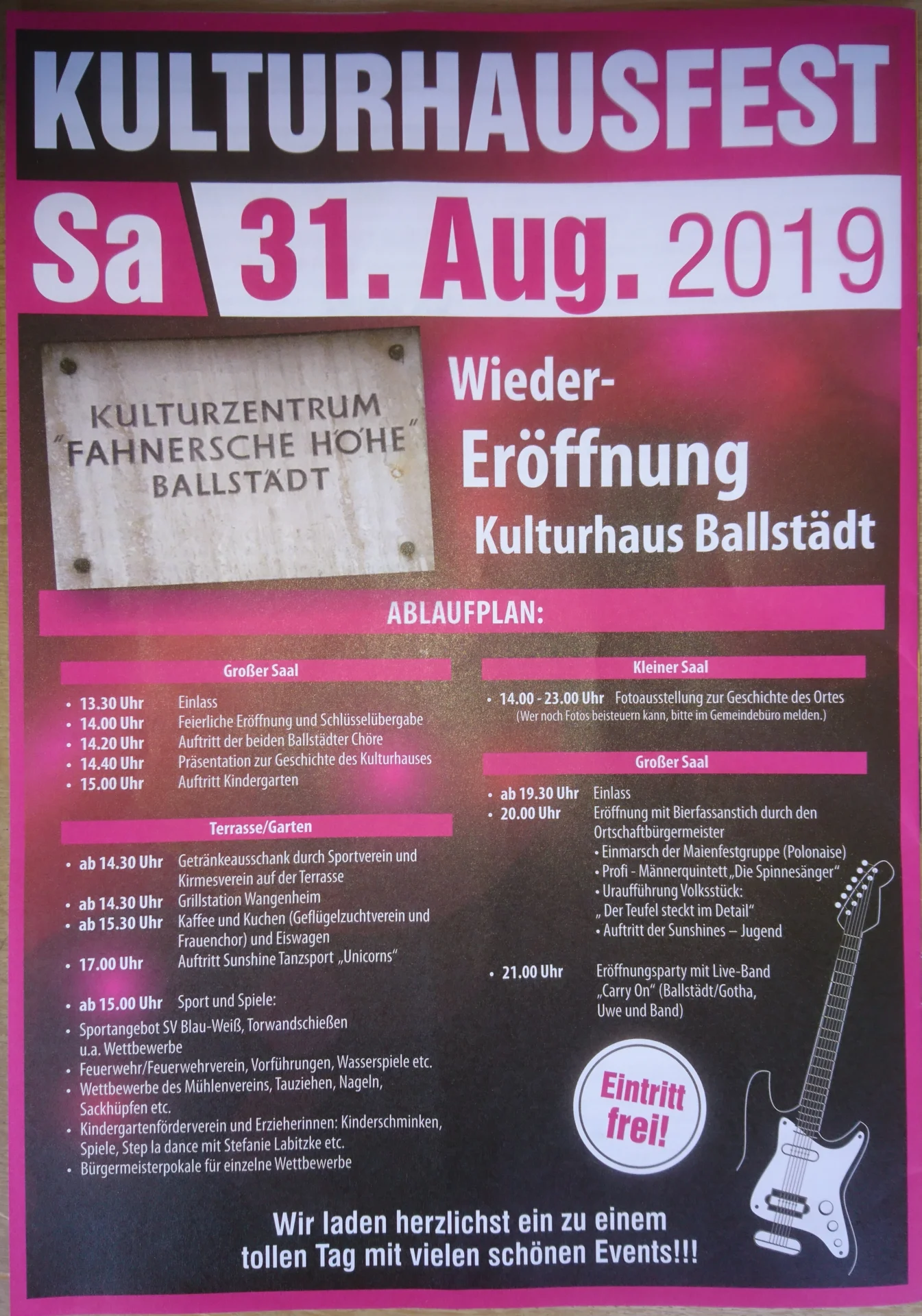 Bild: Festprogramm zum Kulturhausfest 2019