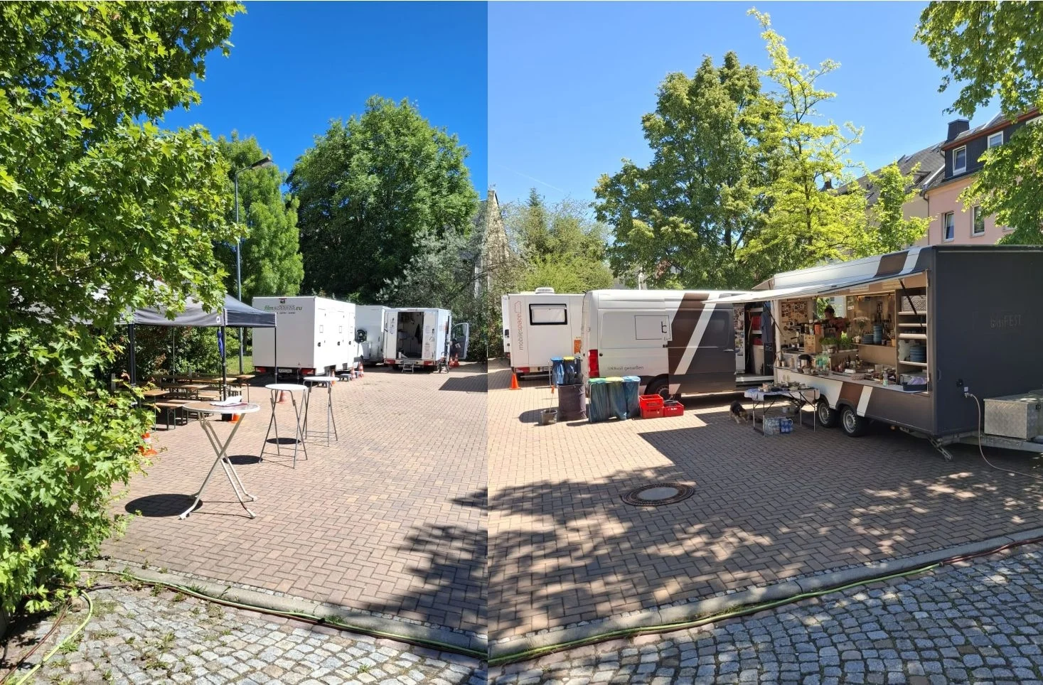 Bild: Standort des Drehstabes im Hof der ehemaligen Pestalozzi-Schule