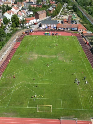 Luftbild vom Fu&szlig;ballgolf 
